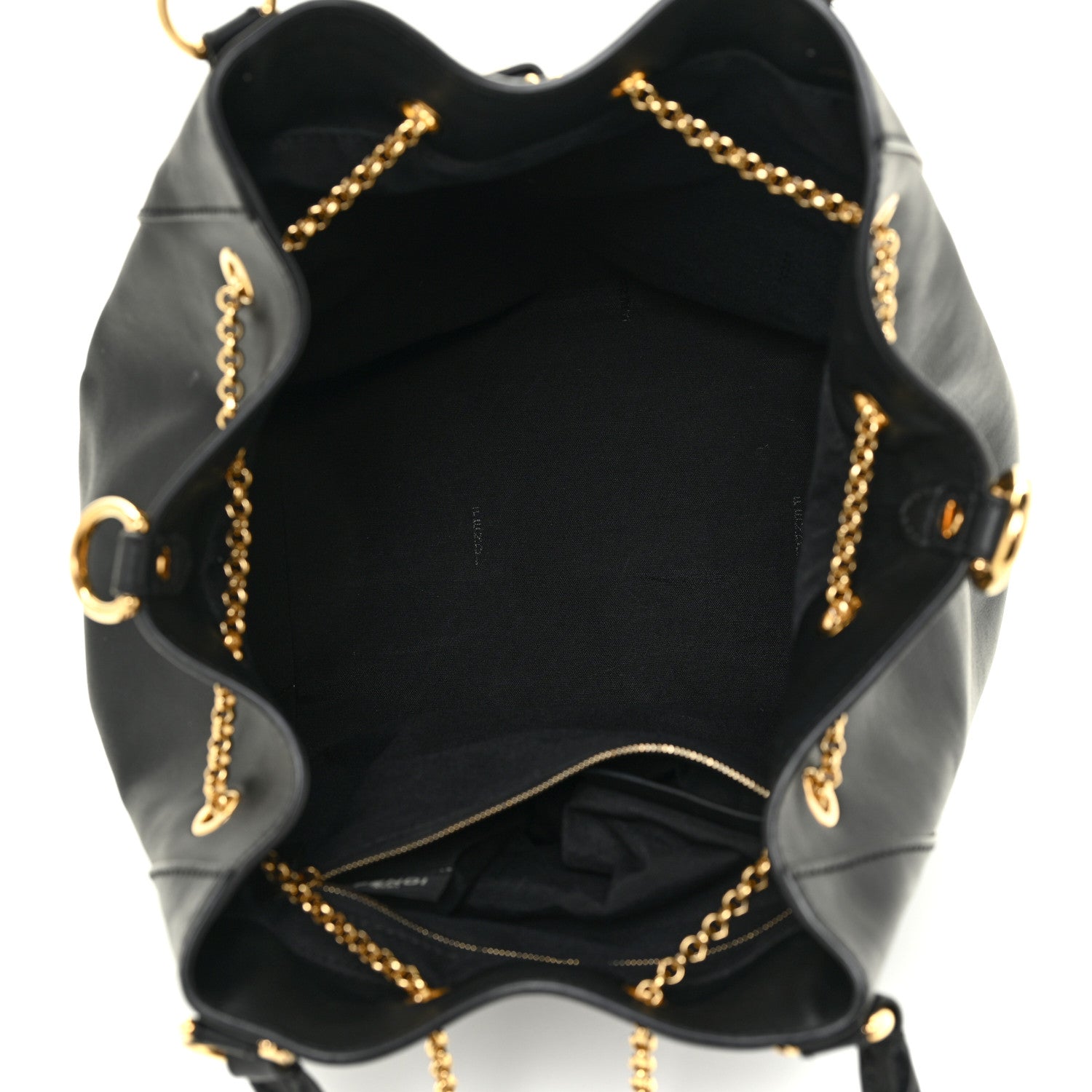Fendi Vitello Grace King Karligraphy Chain Bucket Bag Black Bisquit 5 of 12