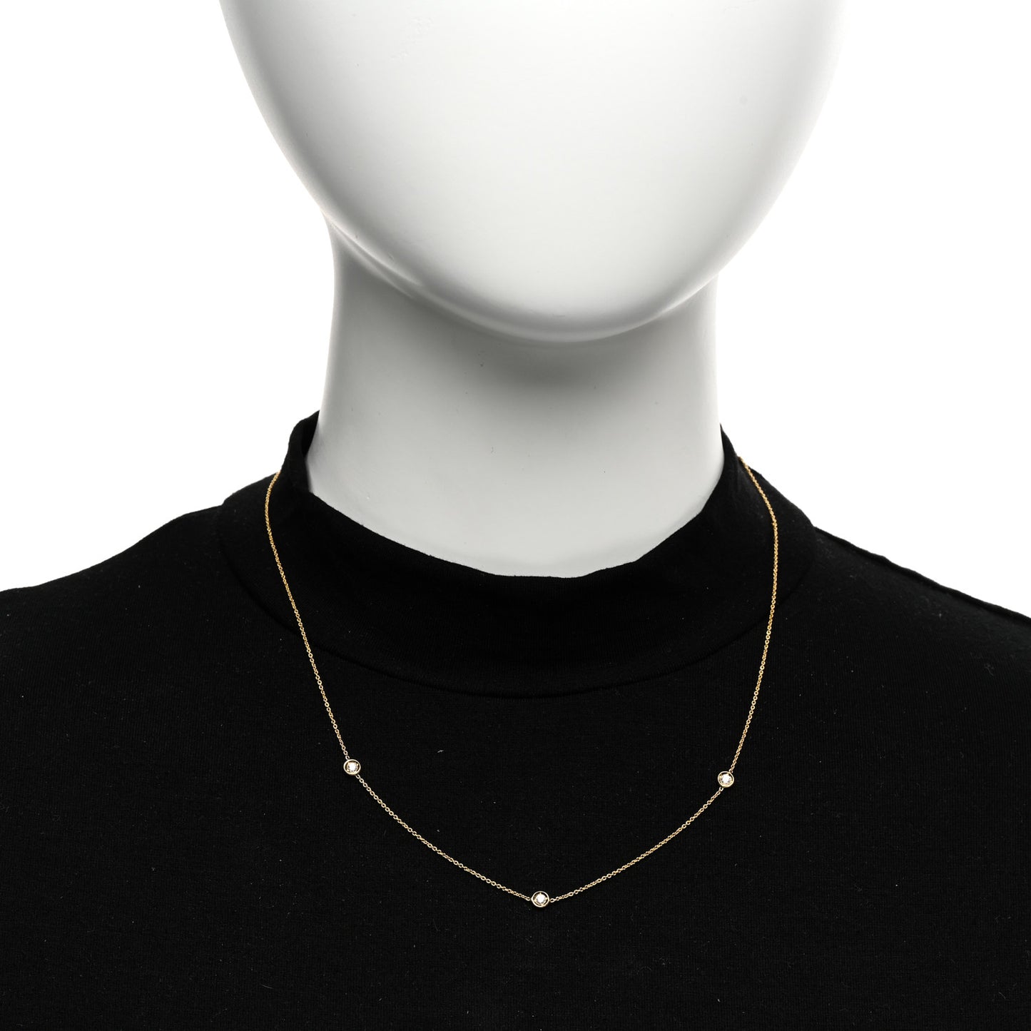 18K Yellow Gold Diamond .15ctw Diamonds By The Inch Three Station Necklace