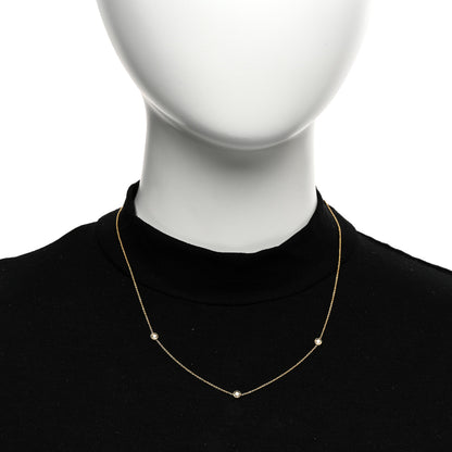 Roberto Coin 18K Yellow Gold Diamond .15ctw Diamonds By The Inch Three Station Necklace 2 of 4
