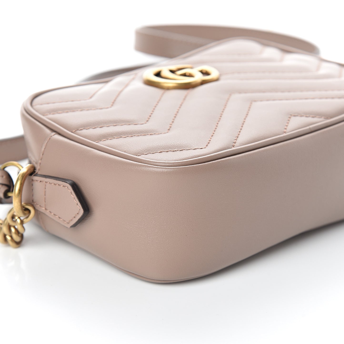 Calfskin Matelasse Mini GG Marmont Chain Shoulder Bag Porcelain Rose
