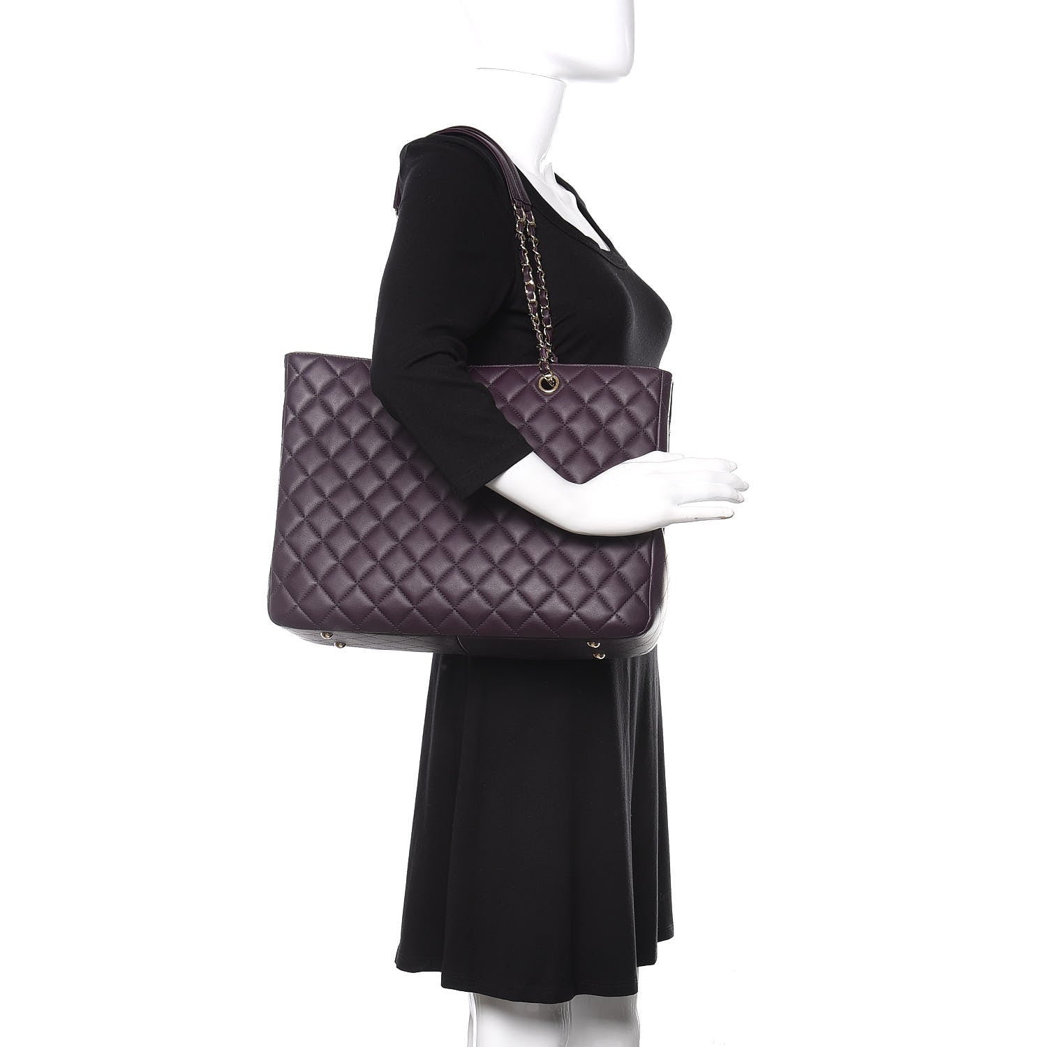 Chanel Lambskin Quilted Large Classic Shopping Tote Purple 2 of 10
