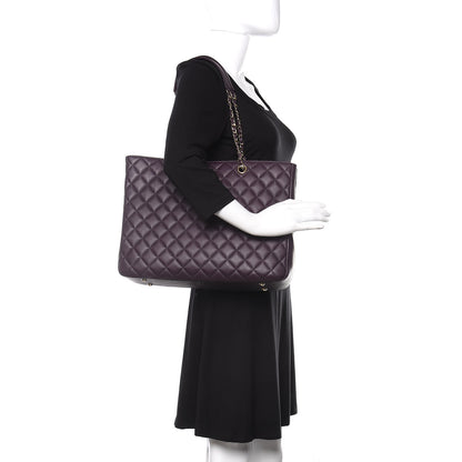 Chanel Lambskin Quilted Large Classic Shopping Tote Purple 2 of 10