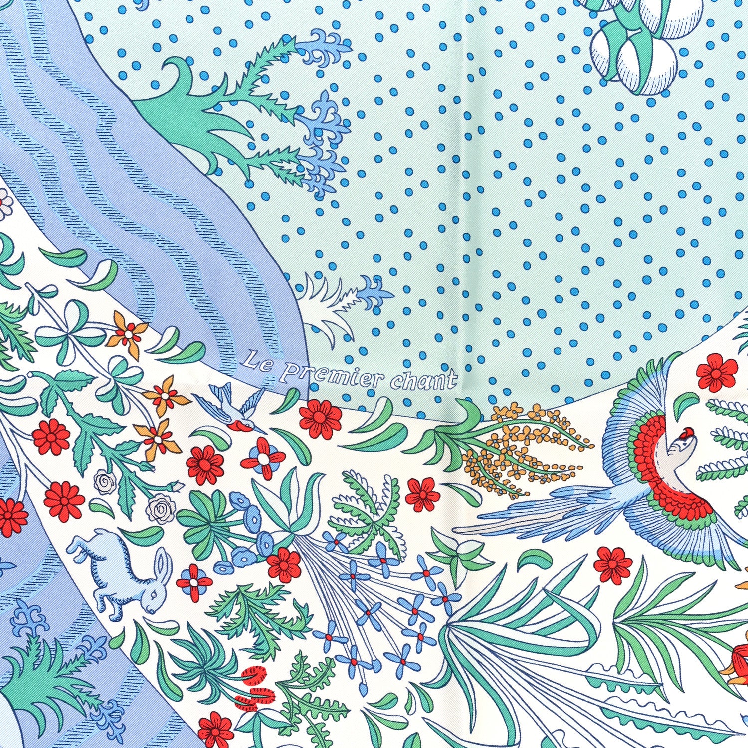 Hermes Silk Twill Le Premier Chant Scarf 90 Aqua Vert Grenadine 2 of 4