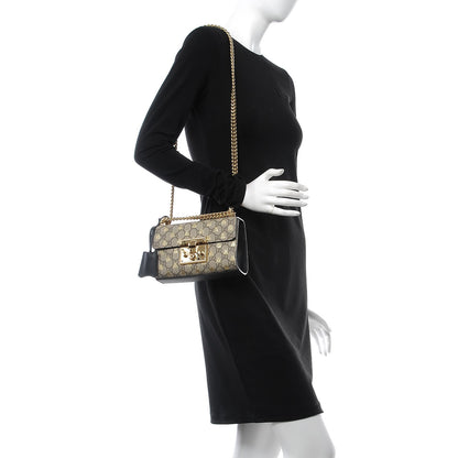 Gucci GG Supreme Monogram Bees Small Padlock Shoulder Bag Black 2 of 7