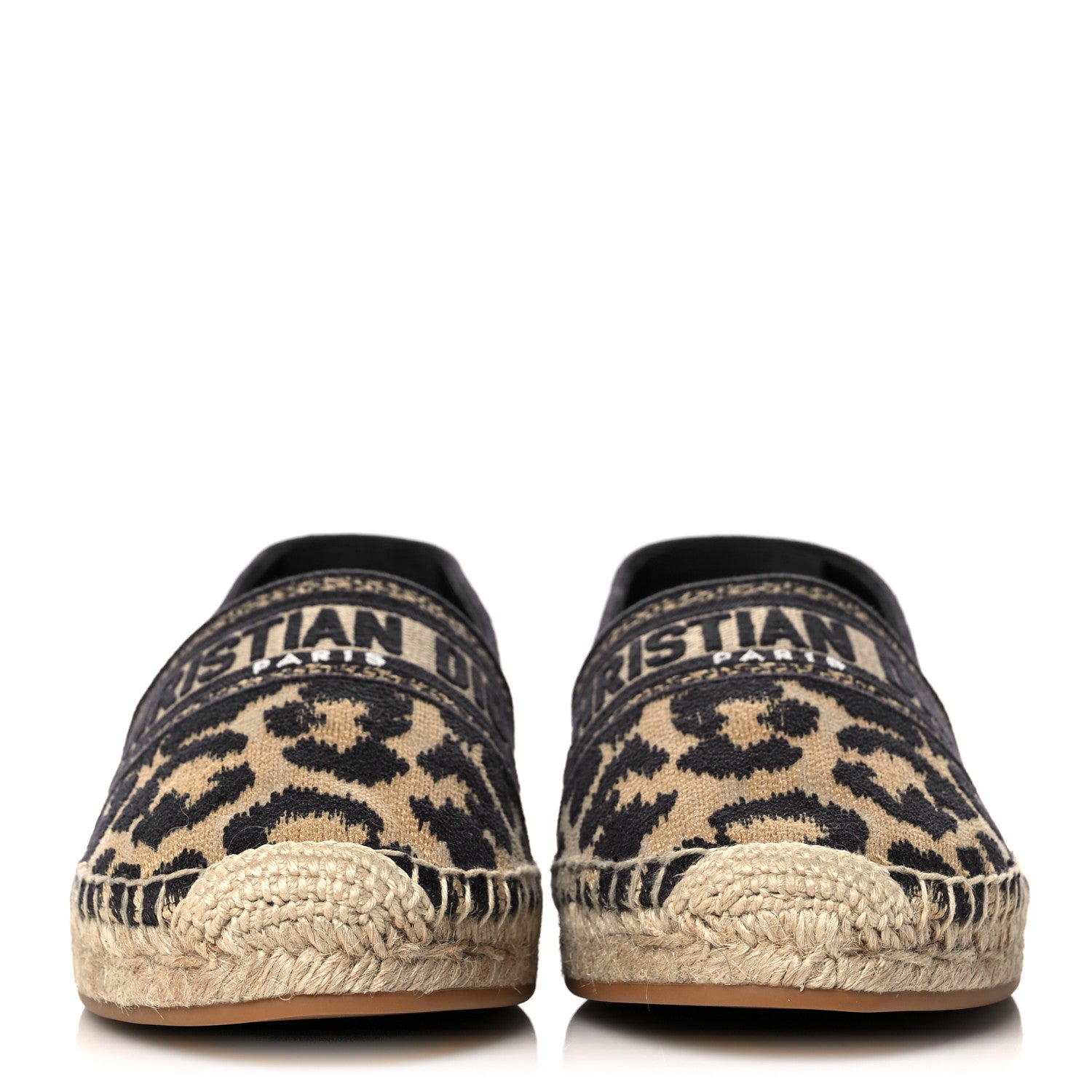 Christian Dior Cotton Embroidered Leopard Print Granville Espadrille 41 Natural 2 of 9