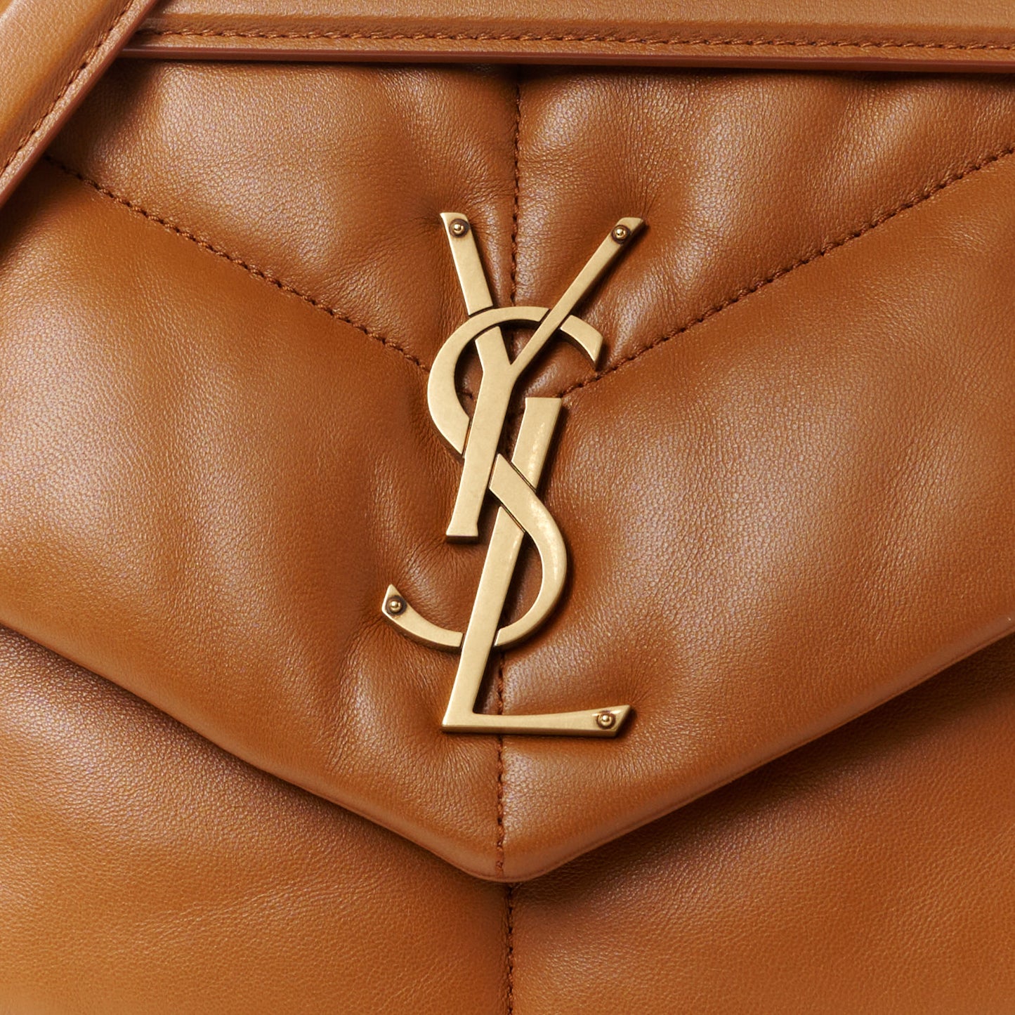 Lambskin Quilted Medium Loulou Puffer Monogram Chain Satchel Miel Dark