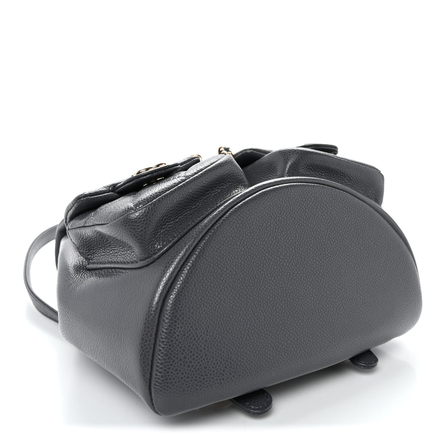 Shiny Caviar Quilted Small Duma Pockets Drawstring Backpack Grey