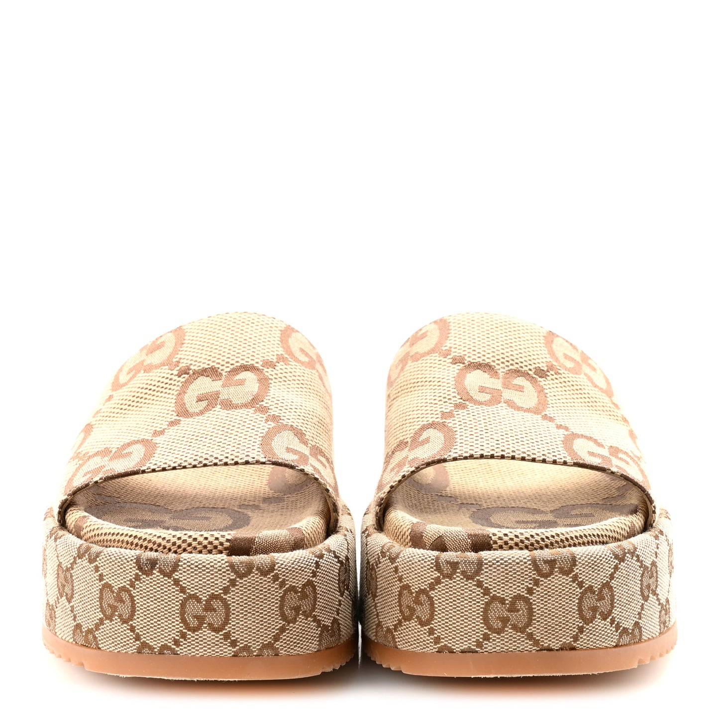 Monogram Maxi GG Angelina Platform 55mm Slide Sandals 39 Camel Ebony