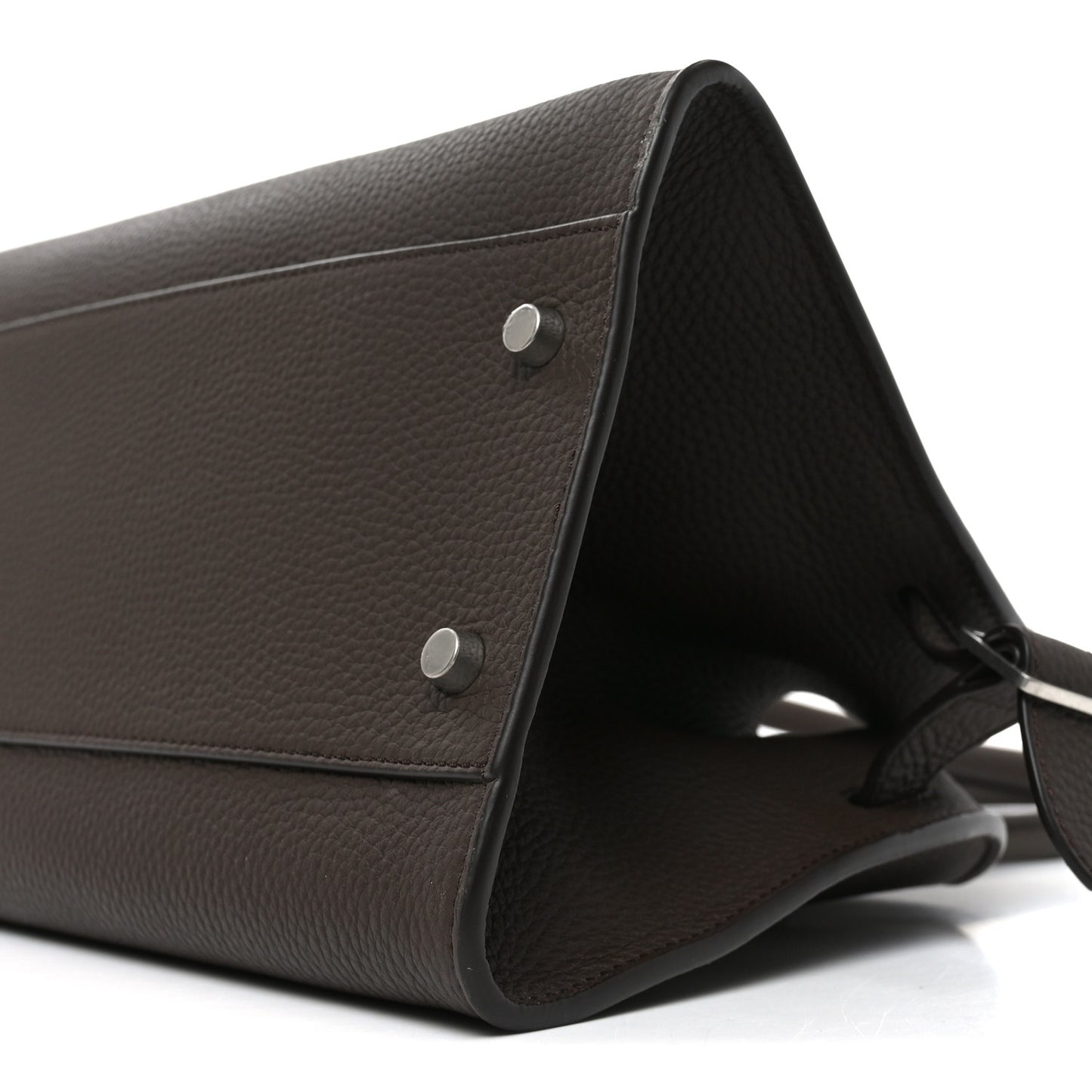 Matte Grained Calfskin Margaux Shoulder 12 Deep Brown