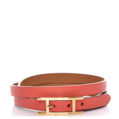 Hermes Epsom Hapi 3 MM Triple Tour Wrap Bracelet M Rose Jaipur 1 of 5