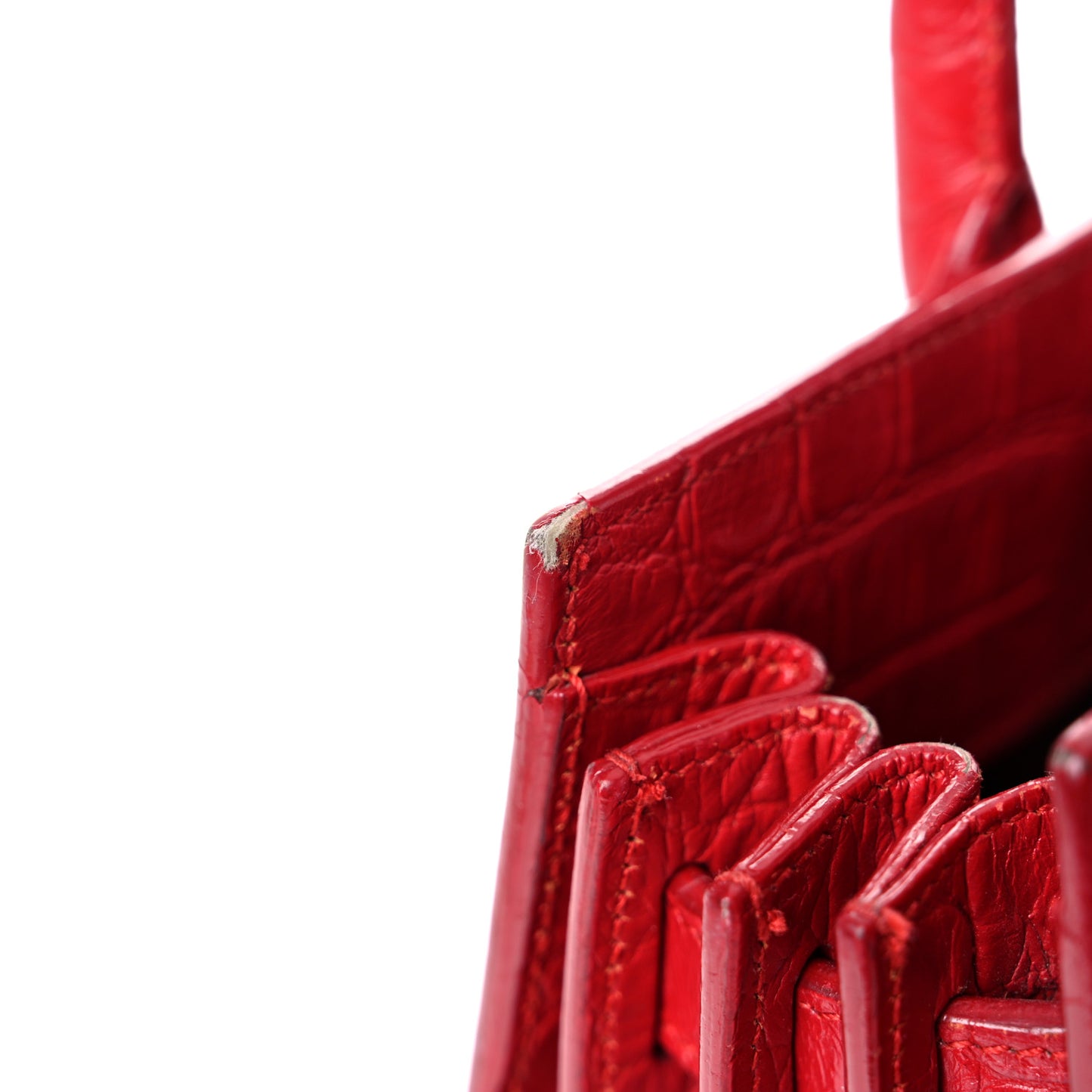 Calfskin Crocodile Embossed Nano Sac De Jour Red