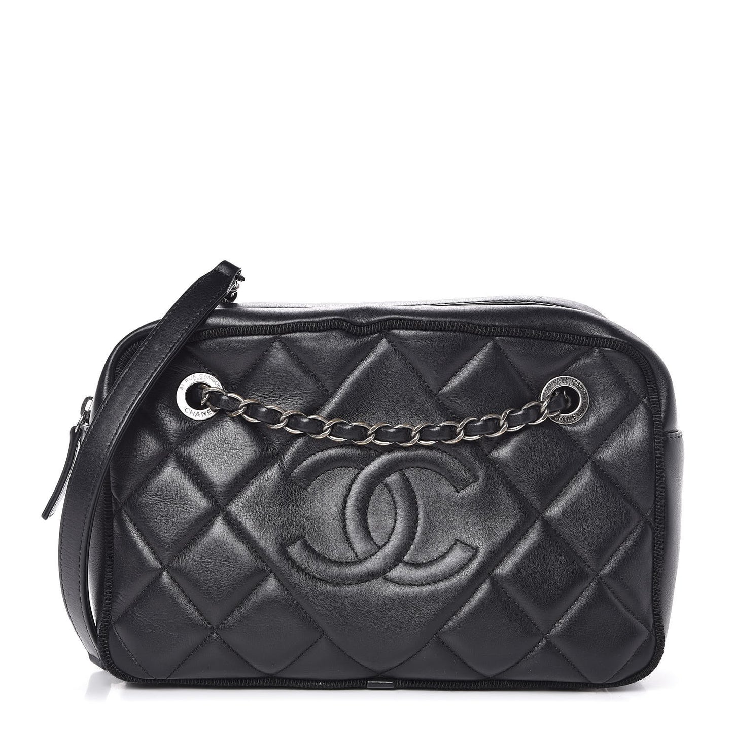 Calfskin Quilted Small Ballerine Camera Case Black
