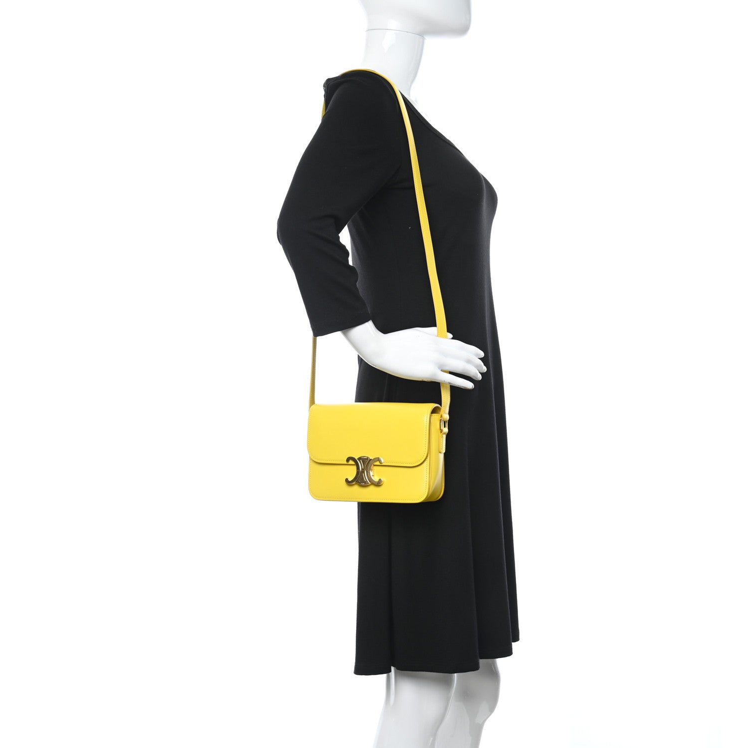 Celine Shiny Calfskin Medium Triomphe Citron 2 of 10