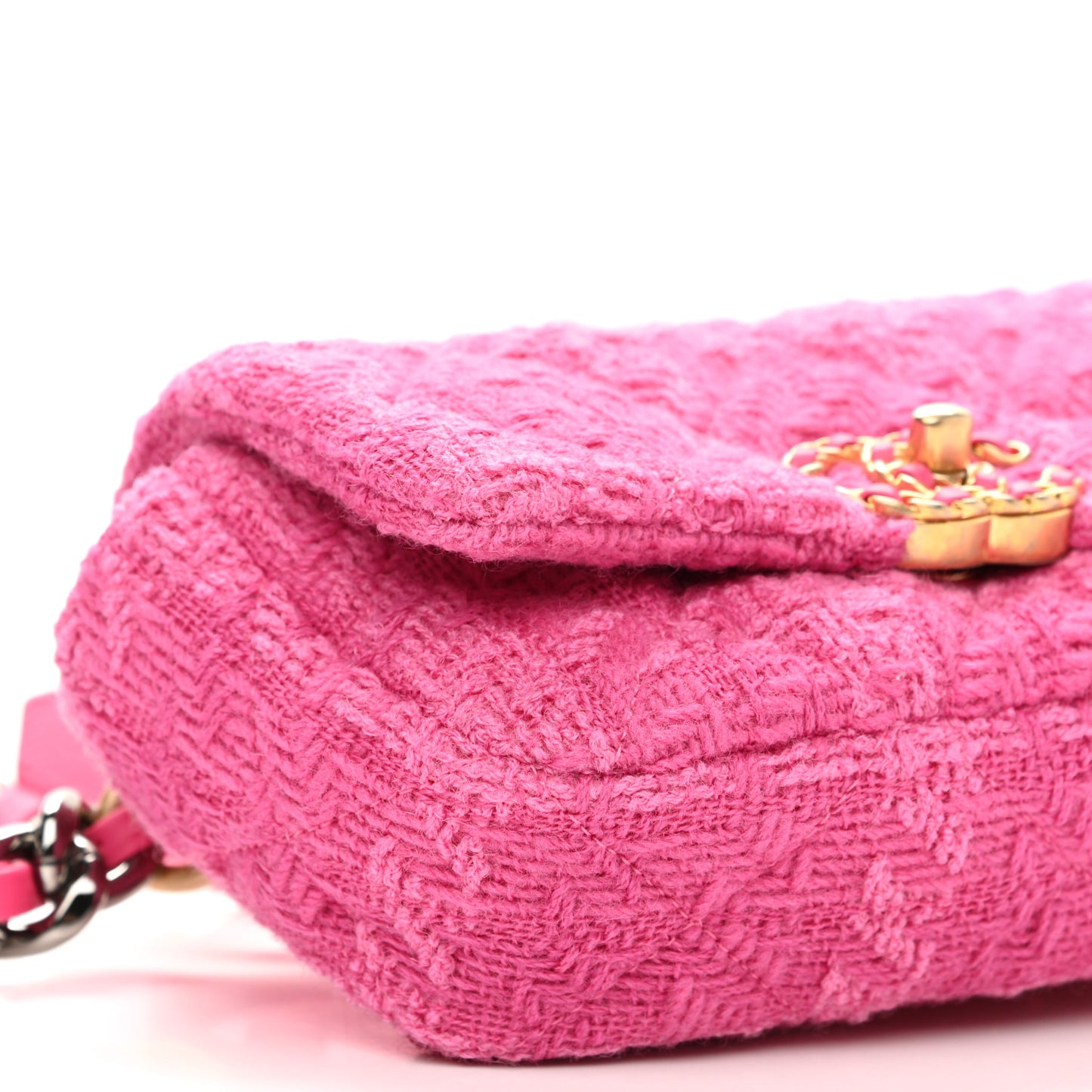 Tweed Quilted Chanel 19 Waist Bag Pink