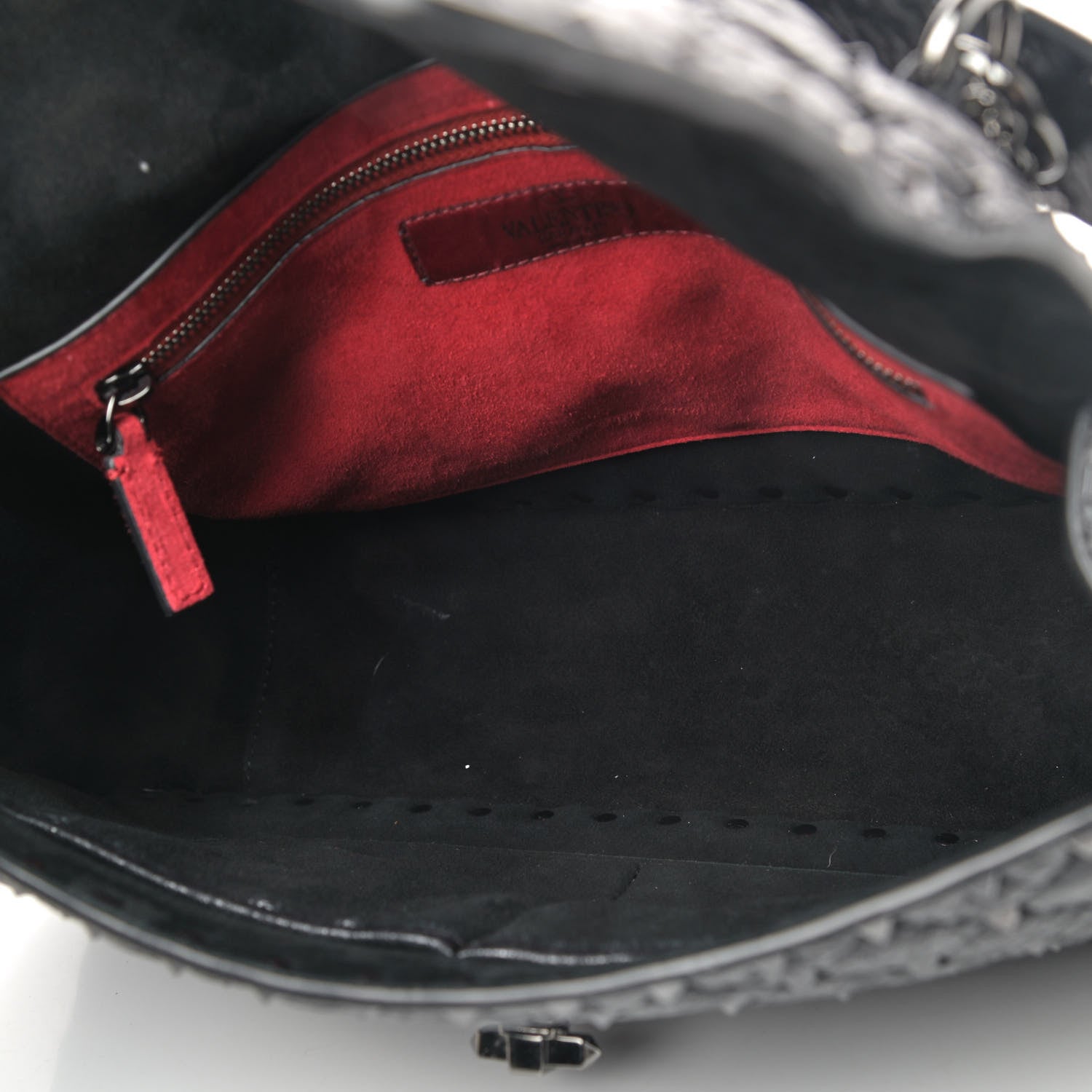 Valentino Garavani Craquele Nappa Large Rockstud Spike Shoulder Bag Black 4 of 4