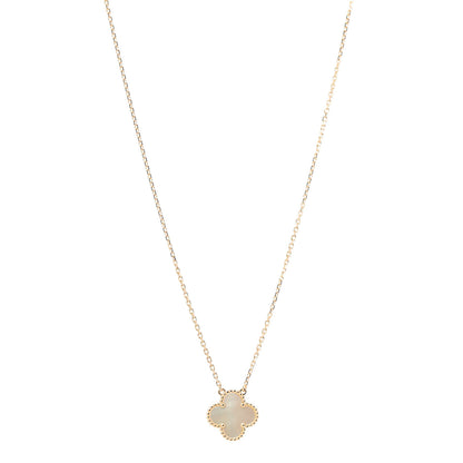 Van Cleef & Arpels 18K Yellow Gold Mother of Pearl Vintage Alhambra Pendant Necklace 1 of 7