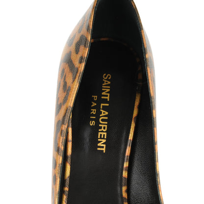 Saint Laurent Leopard Lame Double Cat Pumps 38 Gold 7 of 8