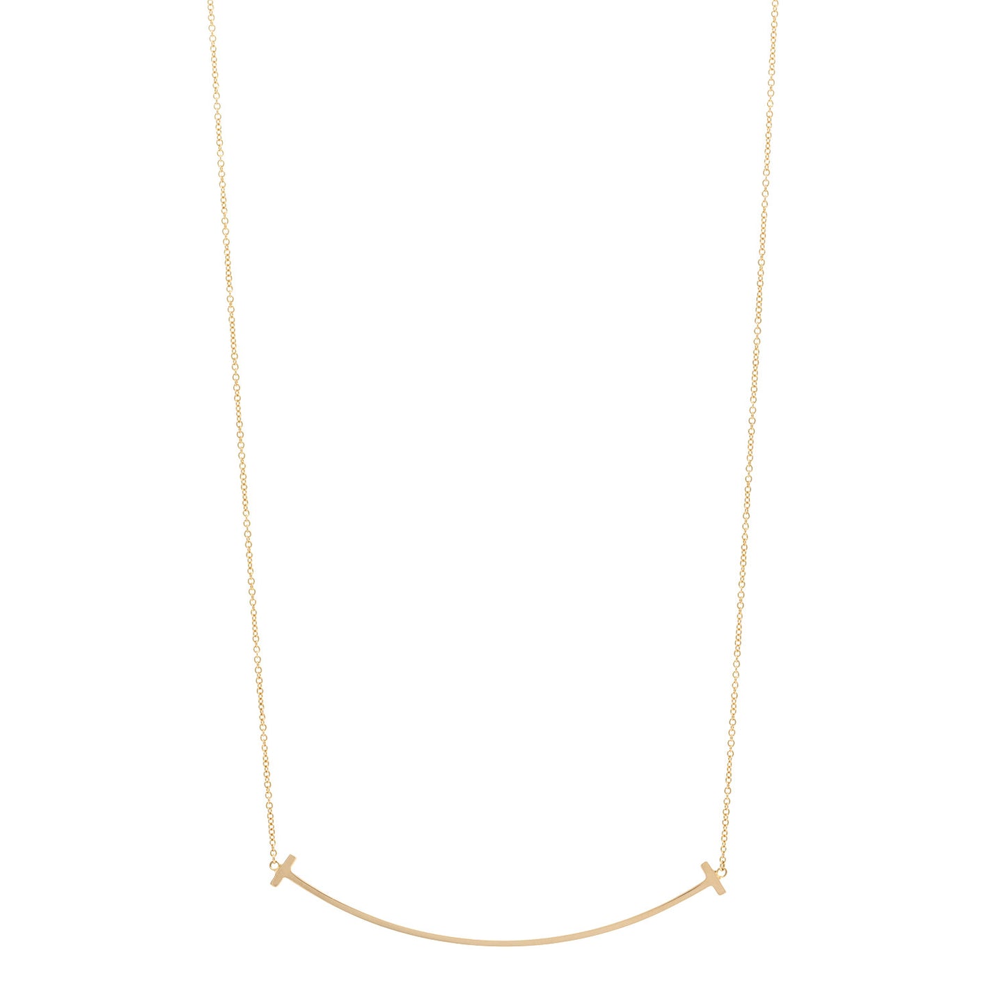 18K Yellow Gold Large T Smile Pendant Necklace