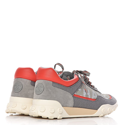 Chanel Nylon Calfskin Suede Mens CC Sneakers 41 Grey Orange 4 of 10