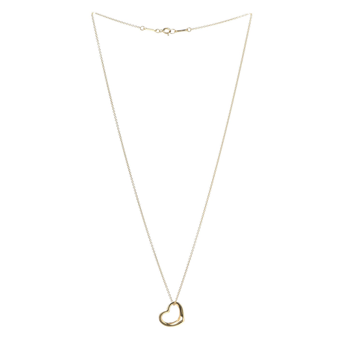 18K Yellow Gold 16mm Elsa Peretti Open Heart Pendant Necklace