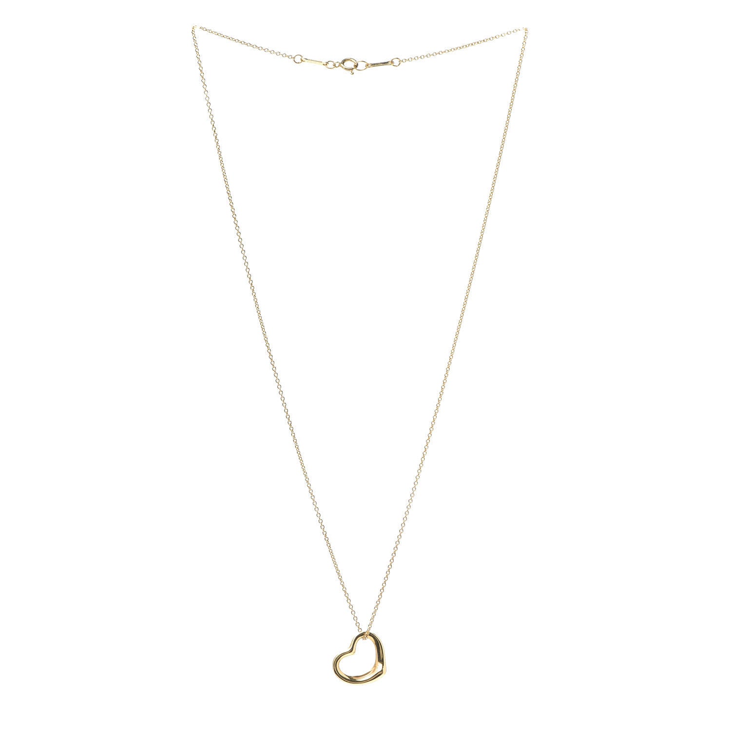 Tiffany 18K Yellow Gold 16mm Elsa Peretti Open Heart Pendant Necklace 3 of 6