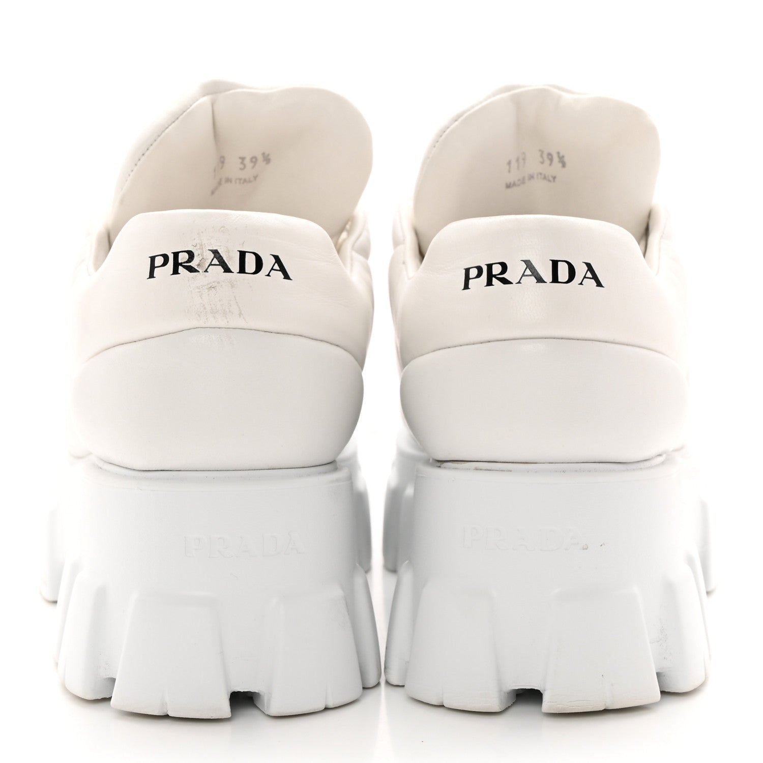 Prada Nappa Soft Metal Triangle Logo Padded Monolith 55mm Sneakers 39.5 White 5 of 20