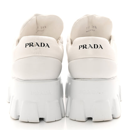 Prada Nappa Soft Metal Triangle Logo Padded Monolith 55mm Sneakers 39.5 White 5 of 20