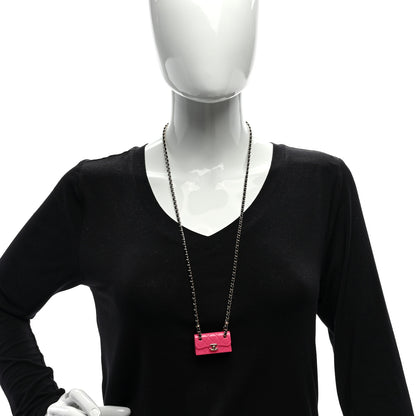 Chanel Metal Resin Lambskin Flap Bag Long Necklace Golden Pink Black 2 of 5