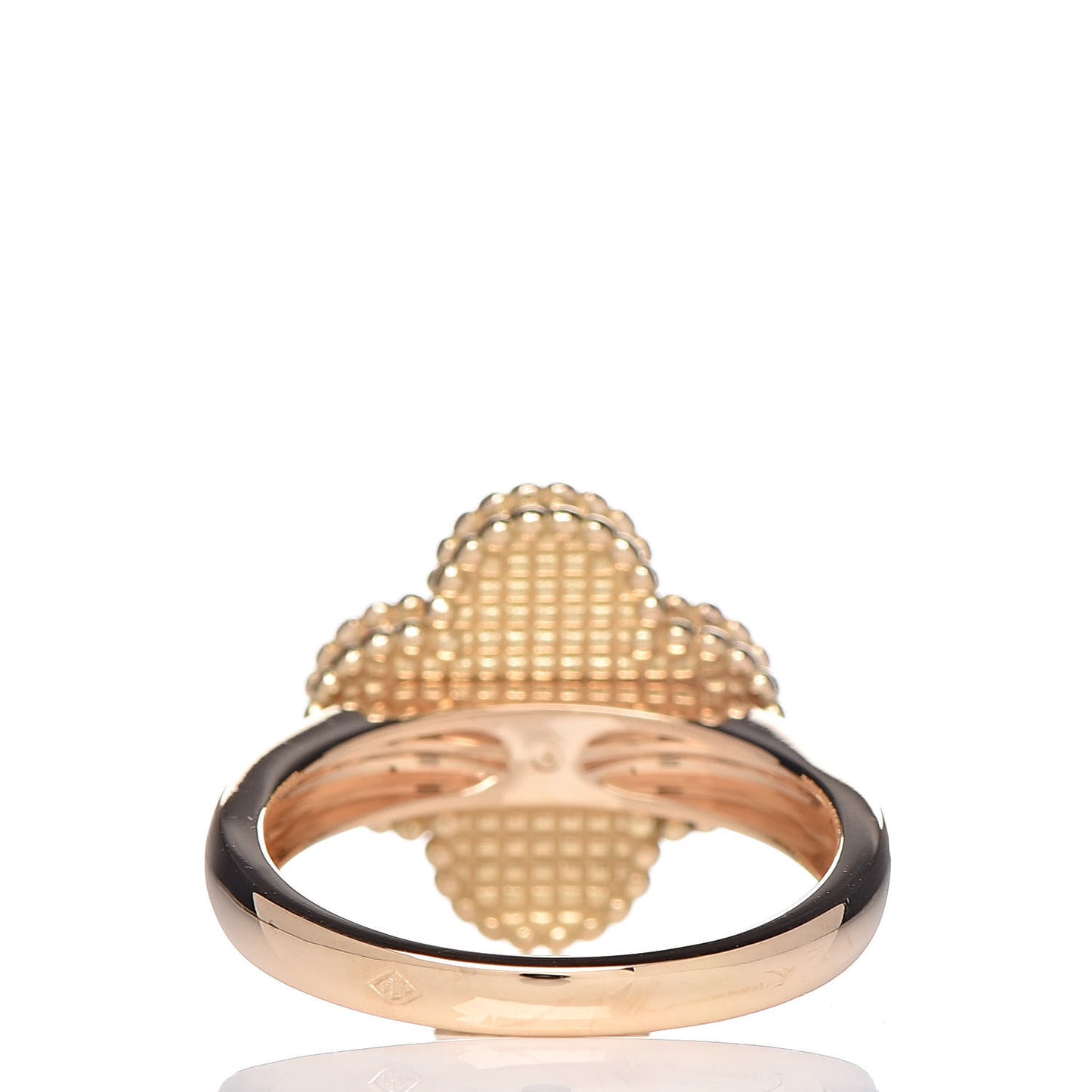 18K Yellow Gold Diamond Mother of Pearl Vintage Alhambra Ring 53 6.75