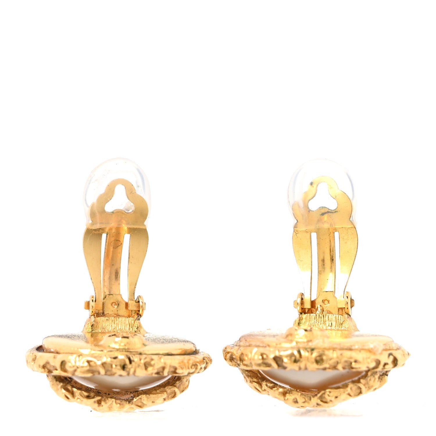 Chanel Textured CC Clip On Earrings Gold 3 of 5