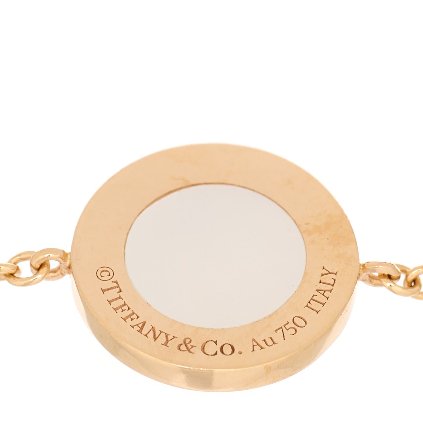 18K Rose Gold Diamond Mother of Pearl T Circle Bracelet