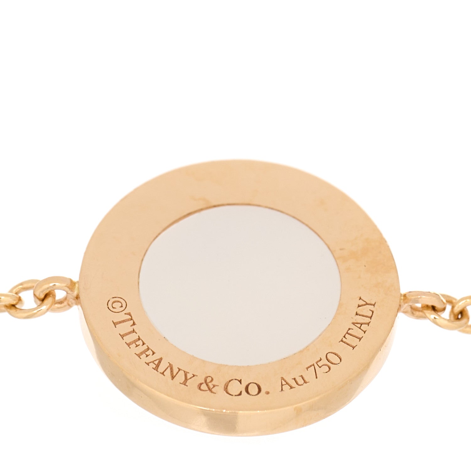 Tiffany 18K Rose Gold Diamond Mother of Pearl T Circle Bracelet 3 of 4