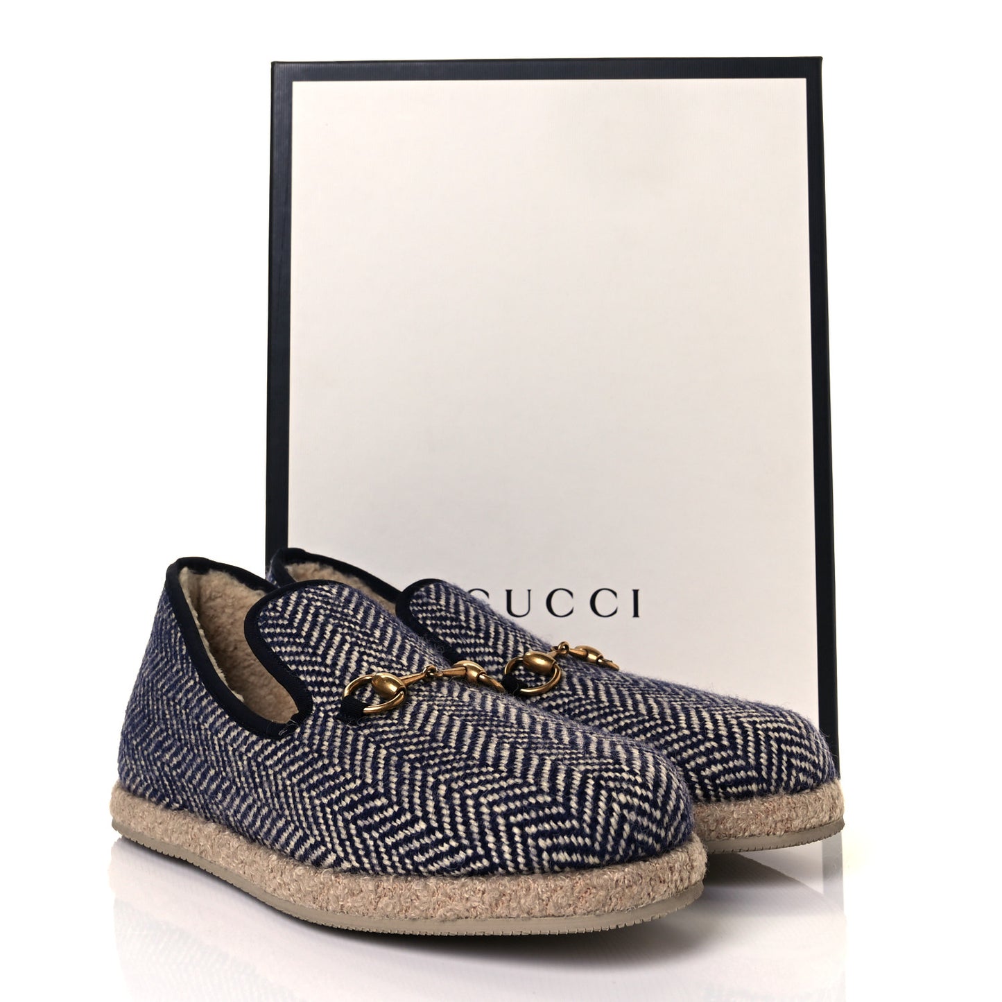 Covered Wool Herringbone Mens Fria Horsebit Loafers 8 Space Blue Oatmeal