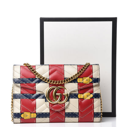 Gucci Calfskin Matelasse Trompe L'Oeil Print Mini GG Marmont Chain Wallet White 22 of 22