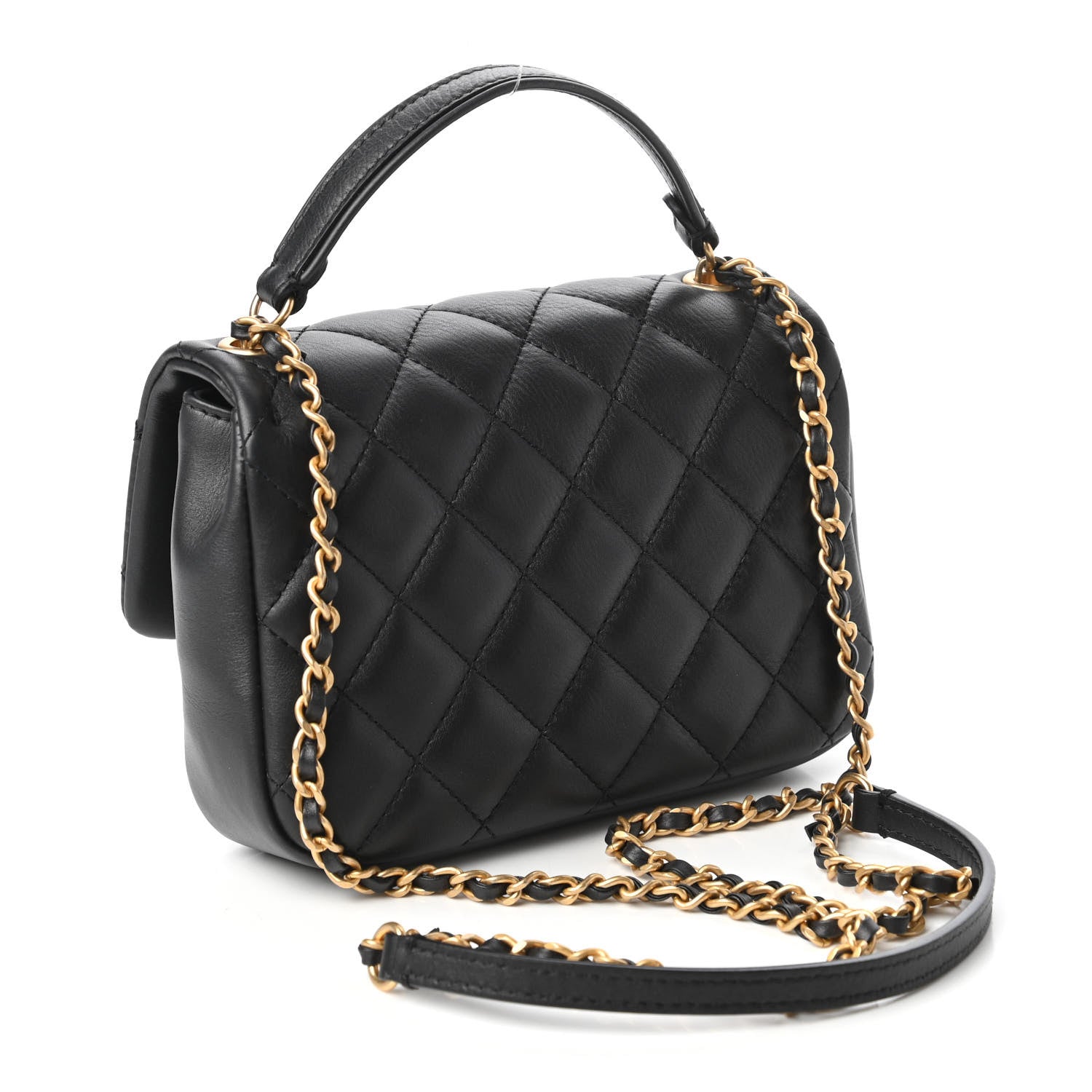 Chanel Calfskin Quilted Top Handle Flap Black 3 of 11