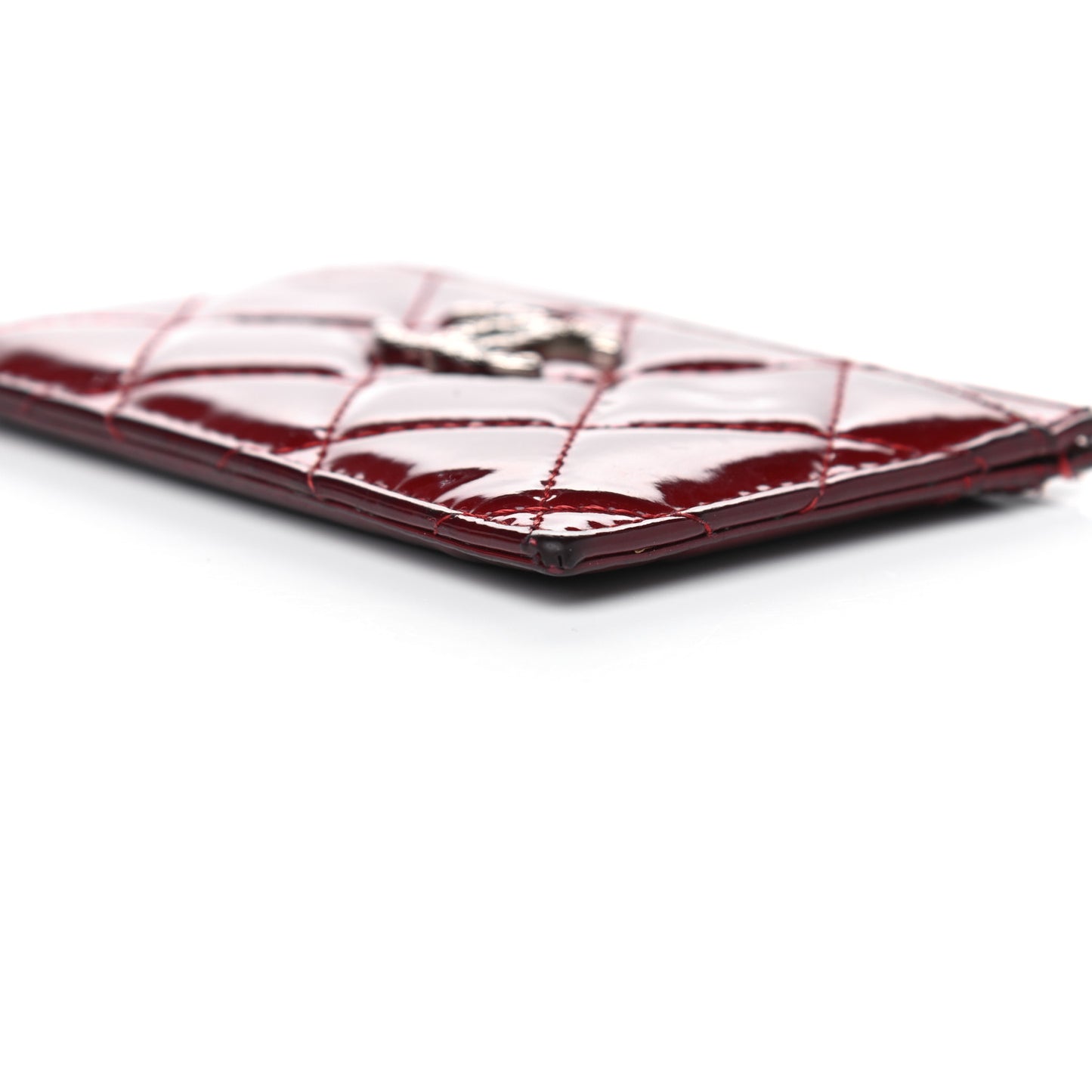 Patent Quilted Brilliant Card Holder Red