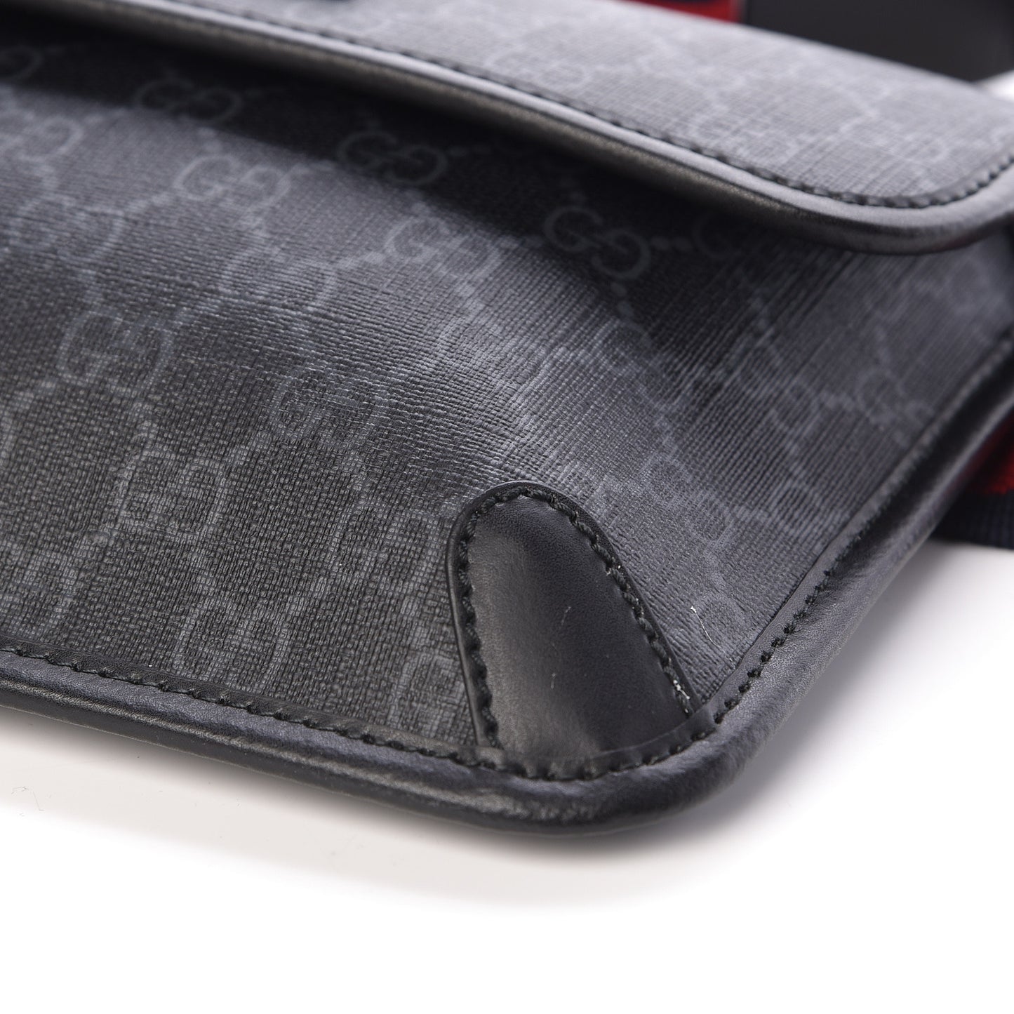 GG Supreme Monogram Web Slim Belt Bag Black Grey