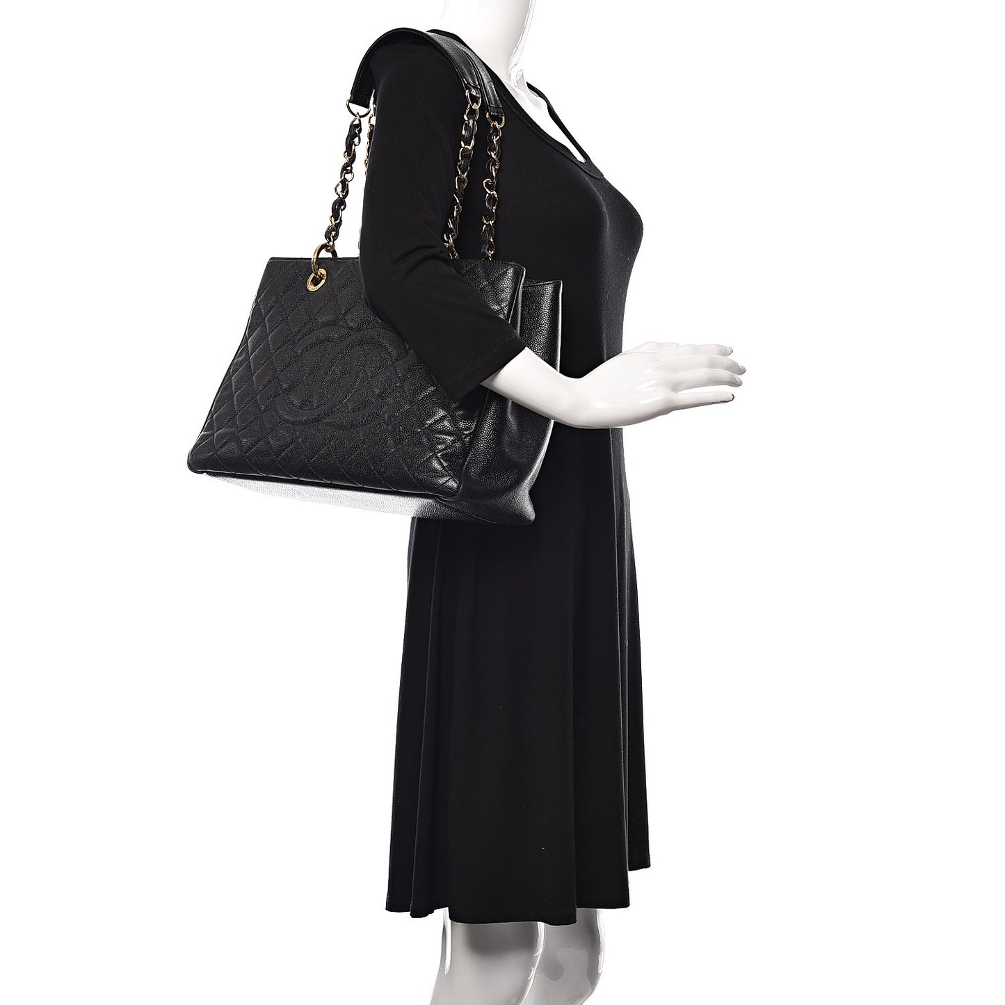 Caviar Quilted Grand Shopping Tote GST Black