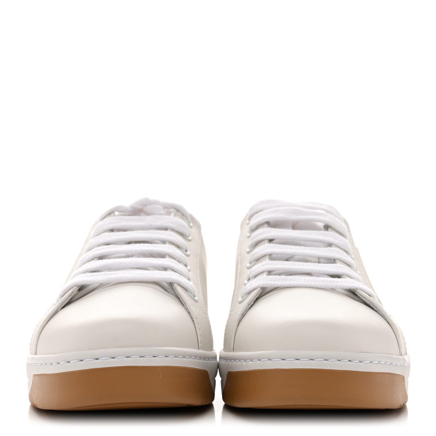 Prada Vitello Soft Scamosciato Triangle Sneakers 37 White Deserto 3 of 10