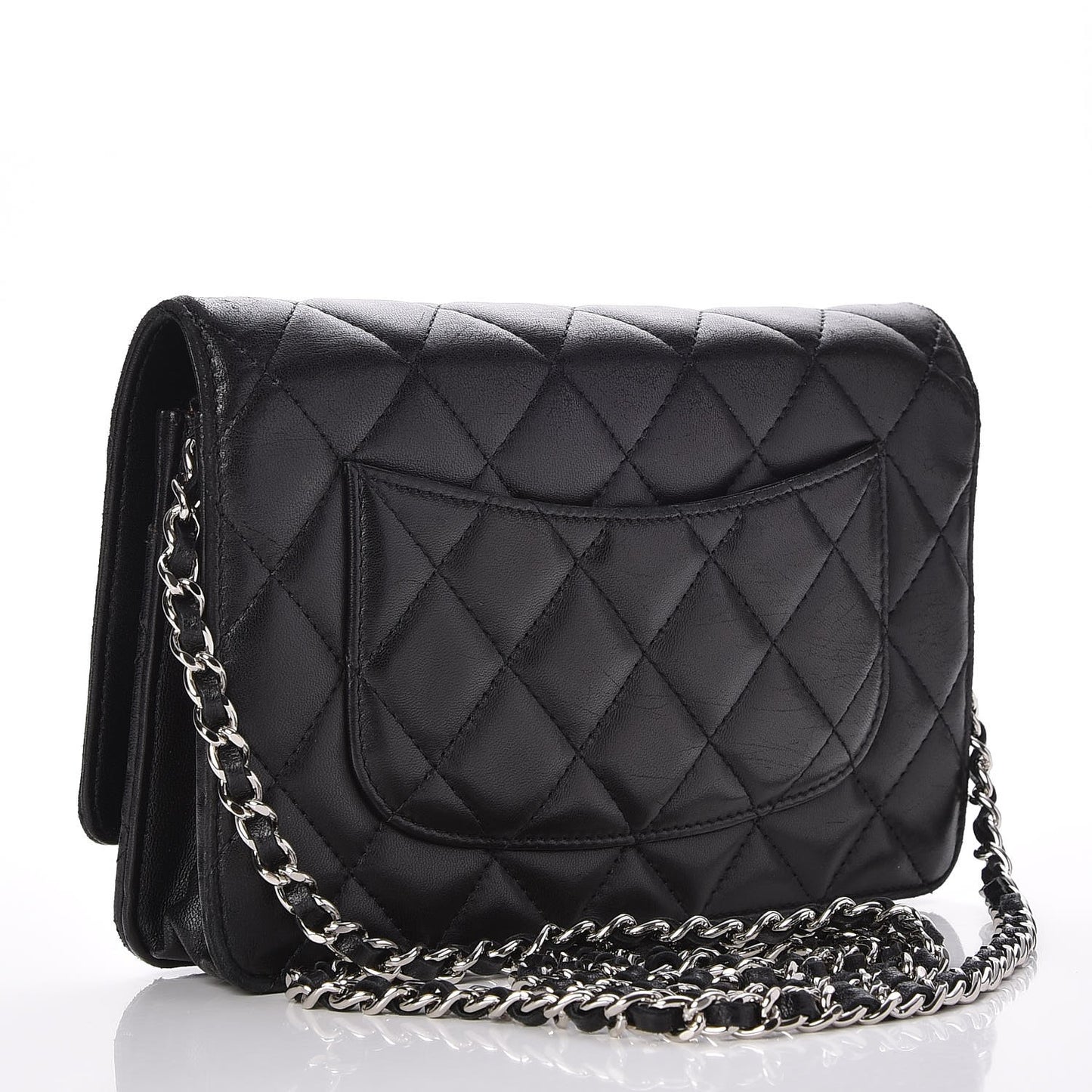 Lambskin Quilted Wallet On Chain WOC Black