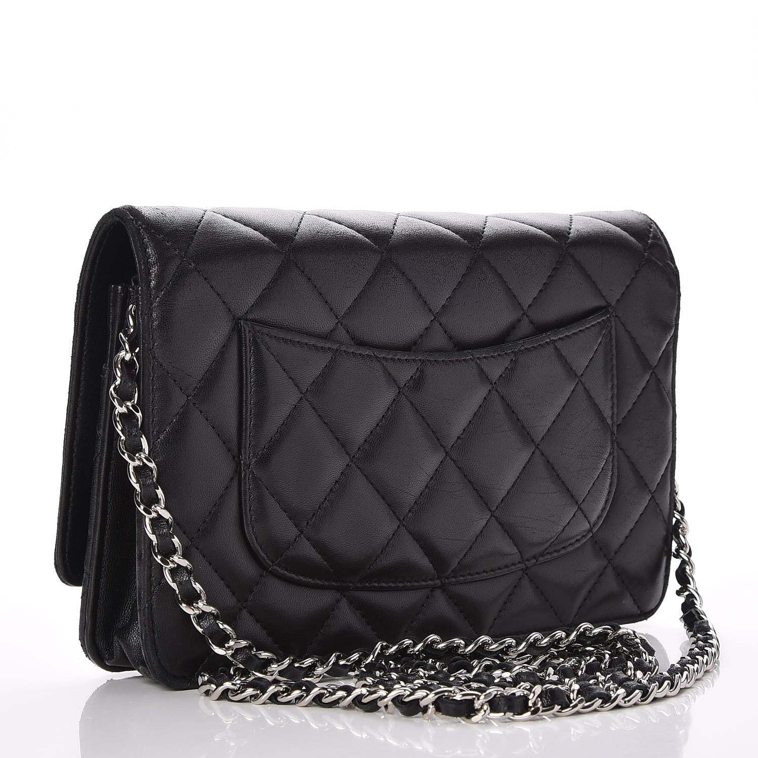 Chanel Lambskin Quilted Wallet On Chain WOC Black 3 of 9