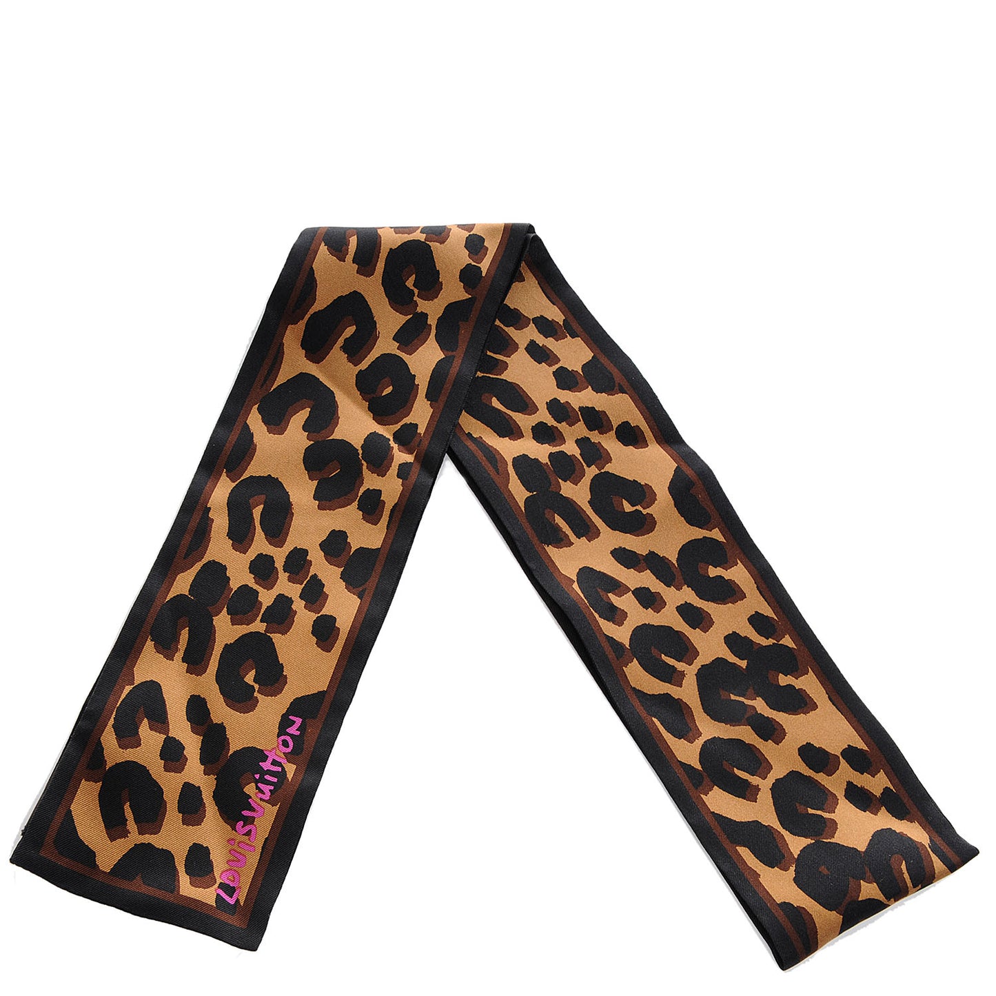 Silk Leopard Bandeau Scarf Marron