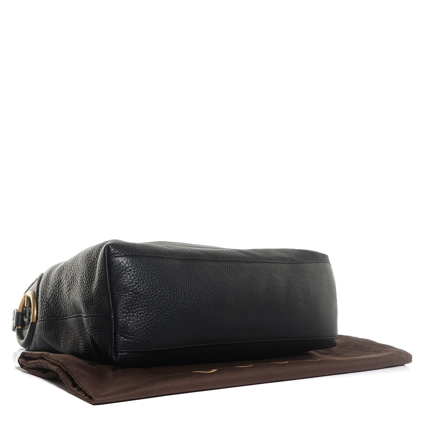 Leather Medium Twill Hobo Black