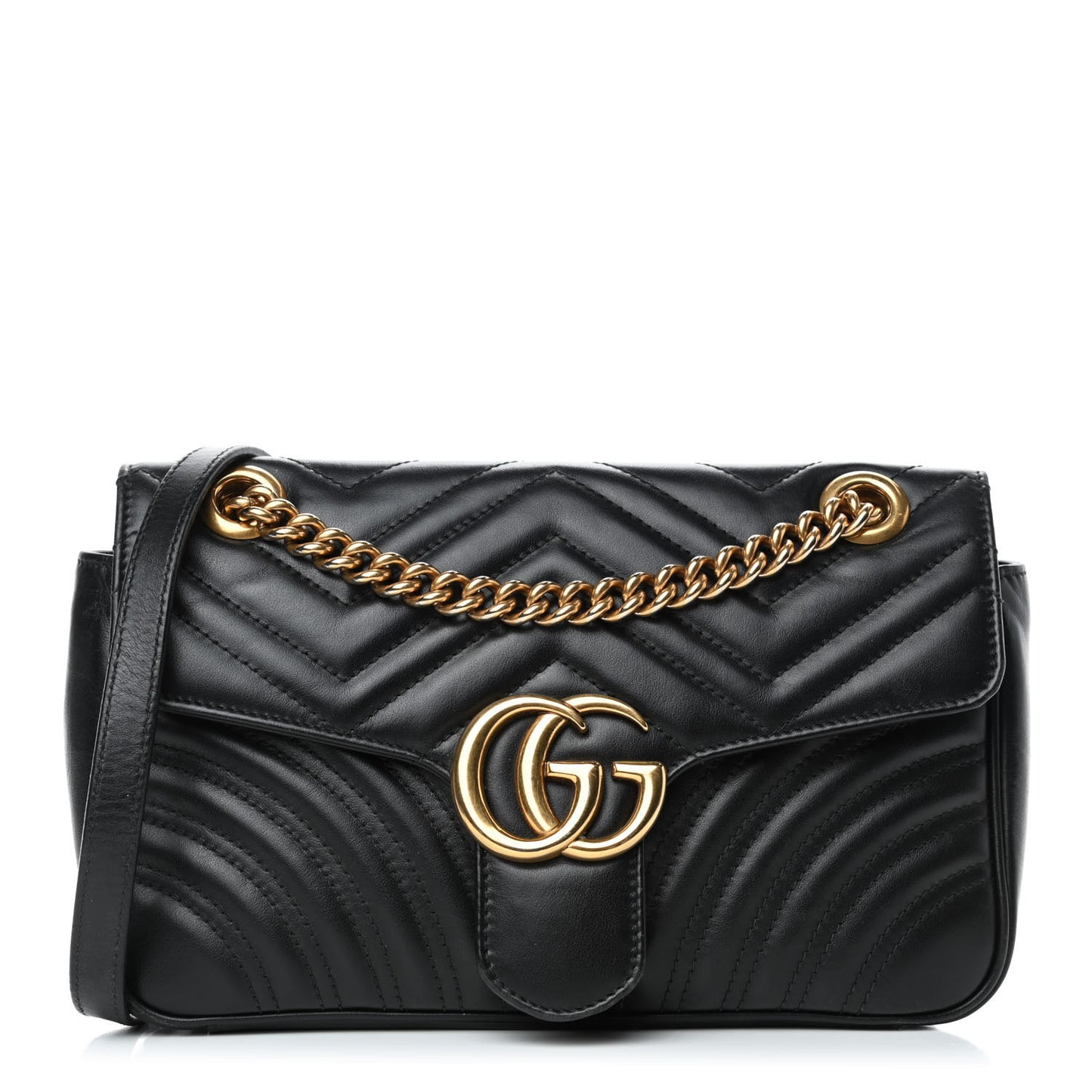 Calfskin Matelasse Small GG Marmont Shoulder Bag Black