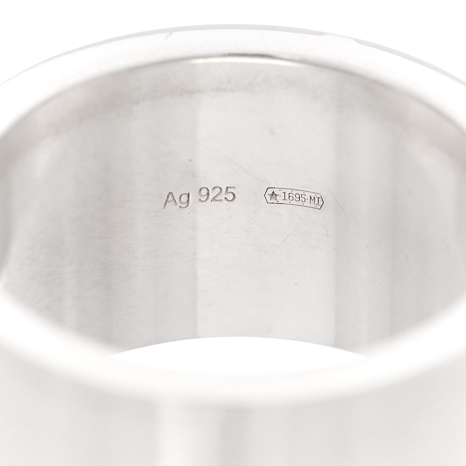 Gucci Sterling Silver 12mm Trademark Wide Band Ring 54 6.75 4 of 6