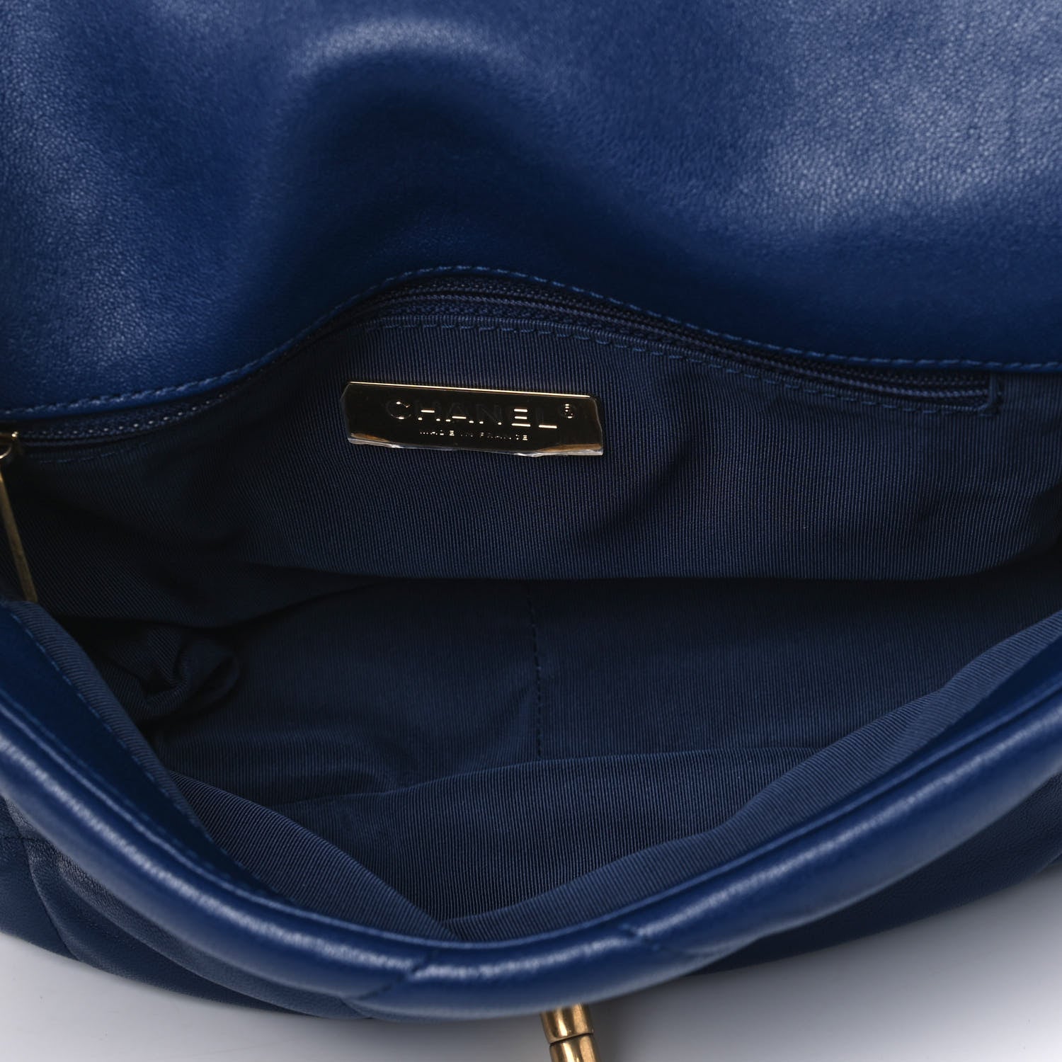 Chanel Goatskin Quilted Medium Chanel 19 Flap Dark Blue 8 of 13