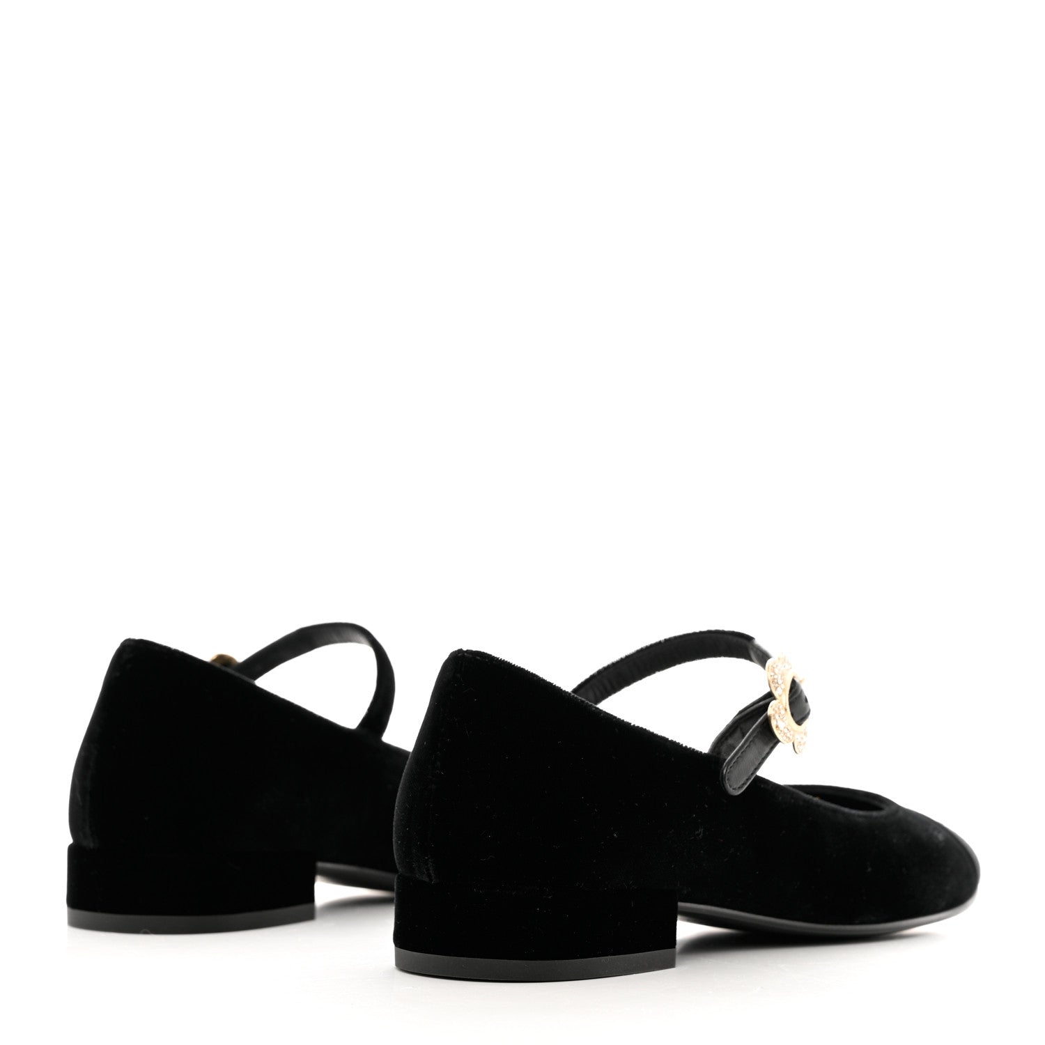 Chanel Velvet Grosgrain Mary Jane Flats 36.5 Black 2 of 9