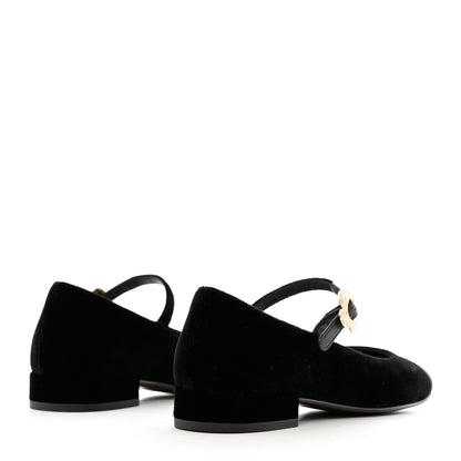 Chanel Velvet Grosgrain Mary Jane Flats 36.5 Black 2 of 9