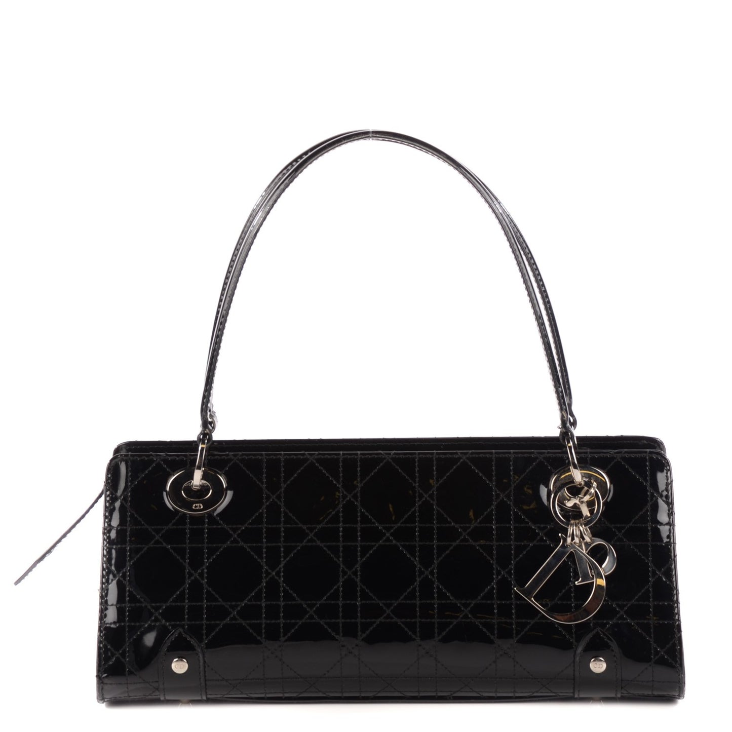 Patent Cannage Stitched East West Lady Dior Black