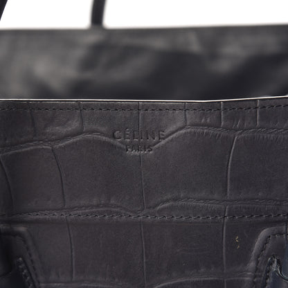 Celine Crocodile Embossed Nubuck Medium Phantom Luggage Navy Blue 7 of 27